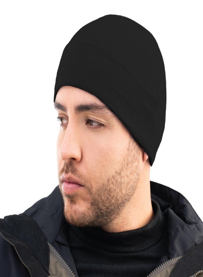 Avantic Baby Alpaca Wool Cuffed Beanie for Men & Women - Double-Layered Winter Hat for Skiing & Snowboarding Black - Image 1